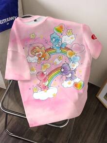 SHEIN X Care Bears Women's Round Neck Short Sleeve Casual Versatile T-Shirt, - White - View 1