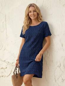 Faunlyn Váy ngắn nữ, Trang phục mùa hè cho nữ, Váy hè cho nữ, Trang phục đi nghỉ mát cho nữ, Trang phục đi biển cho nữ. - Màu xanh hải quân - Xem 3