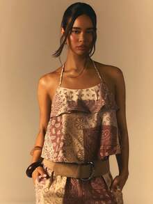 Athîral Women's Casual Vacation Halter Neck Backless Boho Print Top,Vacation Outfits Women,Beach Outfit ,Easter,Summer Tops,Music Festival, Paisley Top Women, Boho Tops For Women - Multicolor - View 2