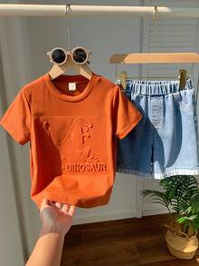 SHEIN 2pcs Toddler Boys' Dinosaur Embossed Shorts Set - Multicolor - View 4