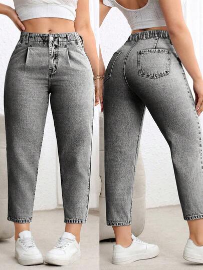 EMERY ROSE Pantalones vaqueros casuales evasados sin estiramiento de talla grande con descuento