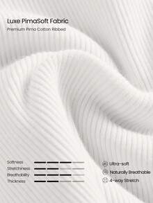 GLOWMODE Ribbed Pima Cotton Ready To Flow Ultra-Soft Breathable Lightweight Stretchy Snap Closure Non-Padded Short-Sleeve Crewneck Thong Bodysuit Yoga Pilates Studio Daily Casual Wear - White - View 4