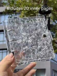 一款波浪形透明活页夹照片收纳袋，亚克力透明文件袋，耐用材质，活页夹封面，可用作笔记本、计划本、卡片夹、贴纸簿、相册、文具或礼物。 - 無色 - 查看 11
