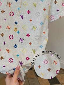 Resyla Women's Casual All-Over Print Short Sleeve T-Shirt, Summer - Multicolor - View 4