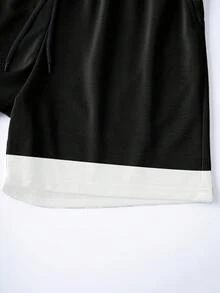 Manfinity EMRG Conjunto de camiseta y pantalones cortos de estilo callejero para hombres "GAME OVER" en contraste blanco y negro - Multicolor - Ver 6