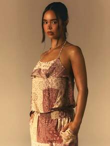 Athîral Women's Casual Vacation Halter Neck Backless Boho Print Top,Vacation Outfits Women,Beach Outfit ,Easter,Summer Tops,Music Festival, Paisley Top Women, Boho Tops For Women - Multicolor - View 4