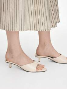 Mnmlis Sandalias de tacón alto minimalistas y versátiles de moda para mujer, de verano - Albaricoque - Ver 1