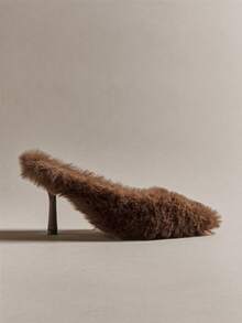 Hauture Women's Fashionable Sexy Stilettos Pointy Toe Faux Fur High Heel Pumps For Christmas - Chocolate Brown - View 3