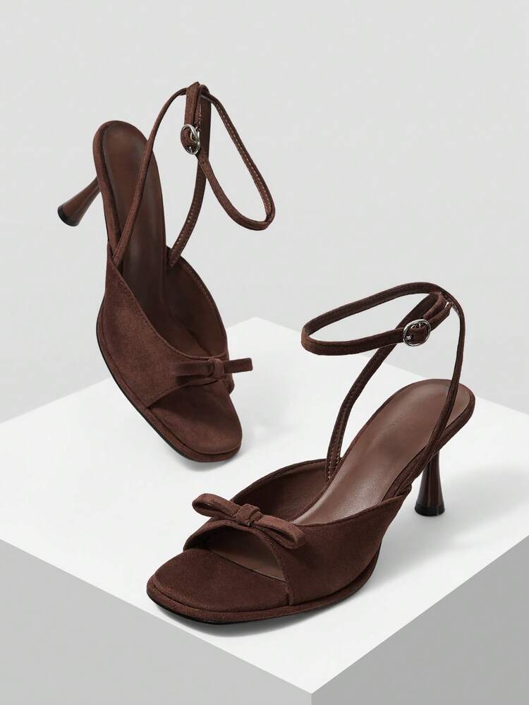 ELEGANT BOW-TIED WOMEN'S HIGH HEEL SANDALS, DELICATE BOW DESIGN, COMFORTABLE WIDE TOE BOX, SLIM HEEL MID HEEL, COMFORTABLE FOR DATING, VALENTINE'S DAY SPRING SHOES