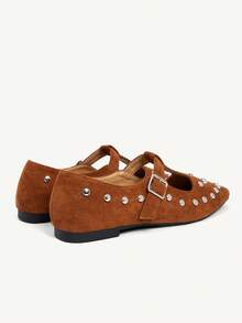 CUCCOO CHICEST Mocasines casuales y versátiles de mujer con diseño de hebilla y remaches - Marrón - Ver 10