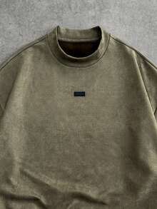 SWAVVY Men's Casual Loose Fit Short Sleeve T-Shirt With Graphic Design, Versatile - Olive Green - View 6