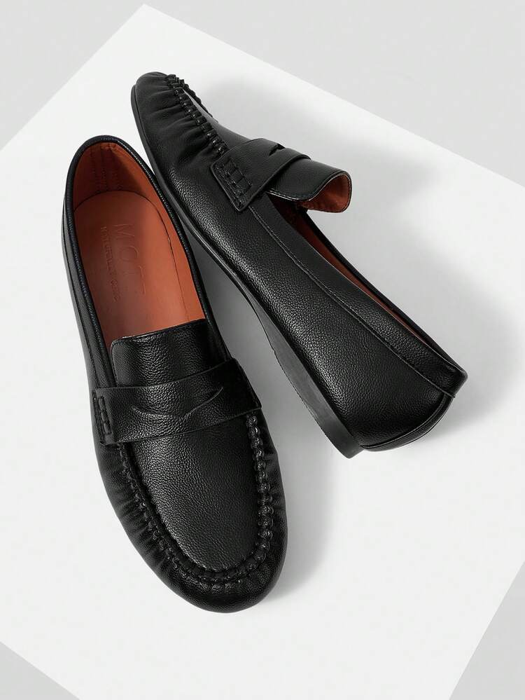 WOMEN'S PU LEATHER LOAFERS, RETRO BRITISH STYLE, ELEGANT GRANNY FLATS