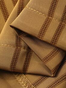 DAZY 2pcs Striped Pattern Loose Cardigan Shirt & Long Pants Pajama Set For Women, Autumn - Coffee Brown - View 7