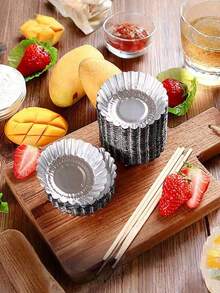 20/200pcs Tart Molds, Suitable For Muffins, Cupcakes, Pudding, Non-Stick Baking Trays, 7.5cm/2.95in Silver Baking Tools, Cake Pastry Molds - Silver - View 6
