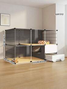 1个猫笼，小型公寓猫屋，猫窝，猫砂盆，厕所一体式，节省空间 - 彩色 - 查看 2