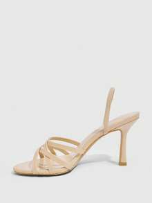 CUCCOO SZL 女士时尚日常穿搭高跟凉拖鞋 - 杏色 - 查看 5