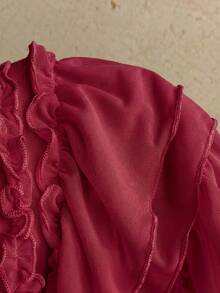 Soleia Chân váy xếp ly nhiều tầng bằng vải chiffon lãng mạn dành cho nữ, thích hợp cho kỳ nghỉ biển, dạo chơi, gợi cảm và hẹn hò vào mùa xuân/hè. - Màu Đỏ Sâu - Xem 9