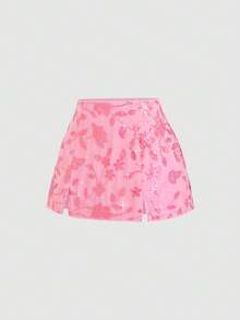 Sweetra Fashionable A-Line Mini Skirt With Bead Embroidery, Sexy Design For Summer Vacation, European And American Style - Pink - View 3