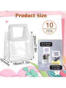 1/3/10PCS White Square Handle Transparent Plastic Gift Bags Reusable For Wedding Party Anniversary Valentine Mother Day Candy Chocolate Packaging - multicolor - View 3