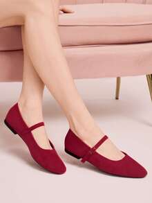 CUCCOO DOLLMOD Women's Casual Versatile Commute Simple Flats For Christmas Spring Shoes - Red. - View 4