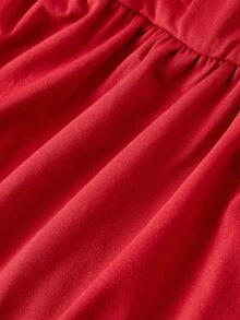 SHEIN MOD 复古可爱红色樱桃印花蕾丝边双层裙摆蛋糕裙——约会、派对、女士春夏装、春假、度假、野餐、节日、生日装 - 紅色 - 查看 6