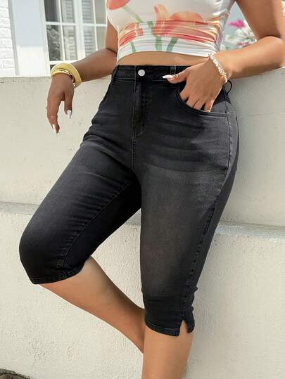 GalTyme Plus Size Women's Casual Washed Slim Fit Denim Jeans, Spring/Summer