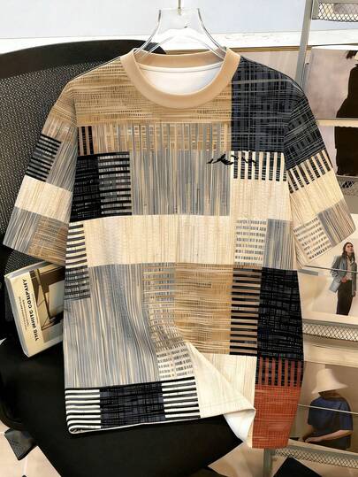 Manfinity Joysei Duck Pattern Print Design On Abdominal Muscles, Men's Fashionable Summer Casual Sportswear, Men's Top Manfinity Hupemode Men Summer Casual Pattern Print Short Sleeve T Shirt