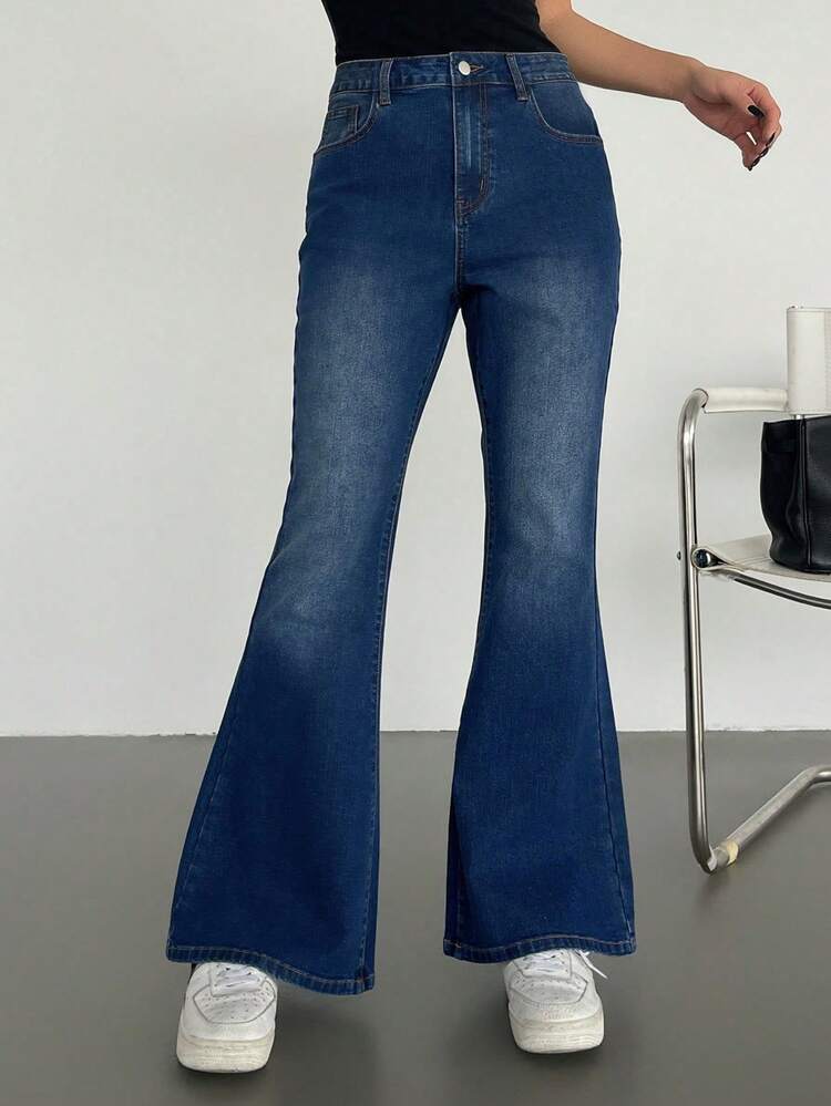 High Waist Flare Distressed Pocket Casual Jeans For Women Y2k