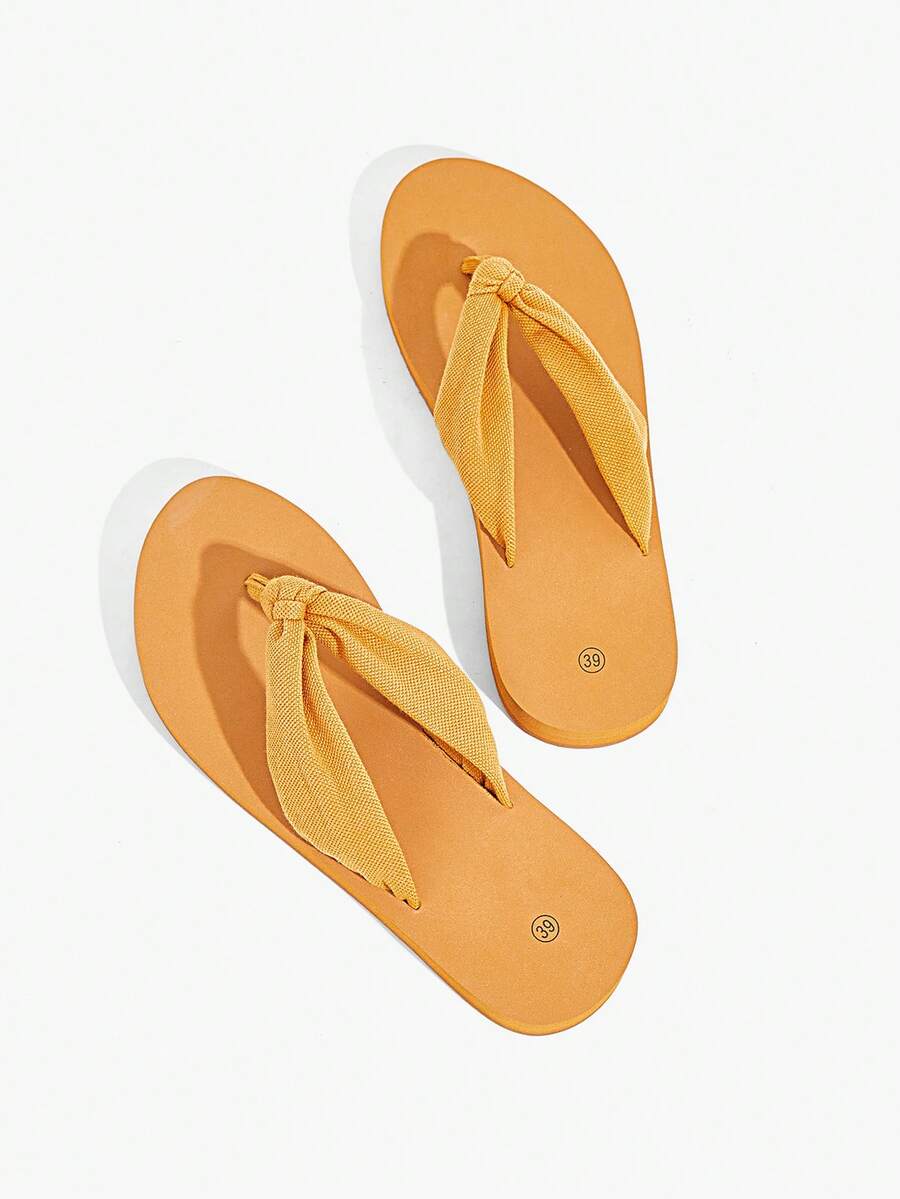 Grefit Women's Flip-Flops, Soft And Comfortable High-Elastic Soles, Arch Support, Thick-Soled Non-Slip Home Slippers, Seaside Vacation Beach Shoes Beach Outfit Flip Flops - Yellow - View 1