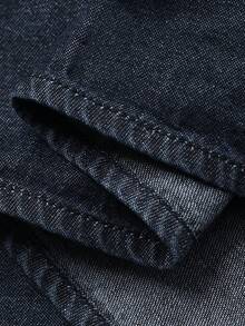 FRIFUL Áo sơ mi denim nữ tay dài cổ Peter Pan buộc dây, kiểu dáng thường ngày, thích hợp cho mùa thu. - Màu xanh lam - View 7