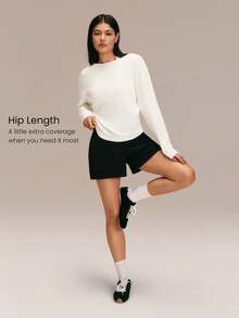 GLOWMODE SoftSerene Modal Cozy Companion Soft Silky-Smooth Breathable Waist-Length Boatneck Pullover Sweatshirt Daily Casual Wear - White - View 3