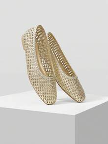 MOTF MUJERES BAILARINAS DE PUNTA CUADRADA TRENZADAS - Dorado - Ver 9