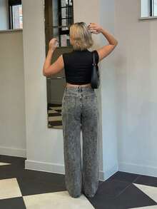 Bethéva High Waist Wide Leg Jeans - Light Grey - View 2