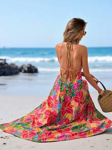 Sylviya Women's Casual Vacation Halter Dress,Vacation Summer Dress Summer Outfits Beach Dresses For Women, Beach Outfit For Women Vacation Outfits Women Vacation Dresses Casual Dresses For Women, Casual Outfit For Women, Floral Dresses For Women Cruise Outfit For Women Sun Dresses For Women Hawaii Outfits Women Vacation Outfits Women Tropical Flowy Dresses For Women - Multicolor - View 7