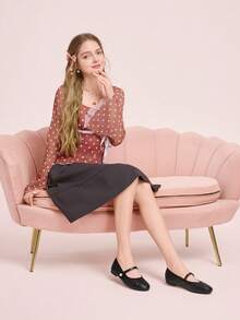 CUCCOO DOLLMOD 黑色平底通勤学院风女鞋，简约菱形图案，女士套脚百搭芭蕾舞鞋，玛丽珍鞋 - 黑色 - 查看 6