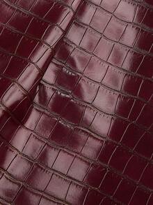 Olithes 修身低腰迷你裙，皮裙，秋季，酒红色，假日，女士舞台表演，法式酒红色半身裙，酒红色半身裙，A字短裙，鳄鱼纹半身裙，红色皮裙，酒红色半身裙，女士半身裙，派对服装半身裙，短裙，高腰半身裙 - 酒紅色 - 查看 4