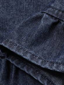 DAZY Young Girl Round Neck Sleeveless Top And Ruffle Hem Wide Leg Jeans Set - Blue - View 3