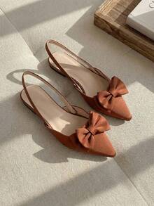 Resyla 女用蝴蝶結細部棕色平底鞋 - 棕色 - 查看 2