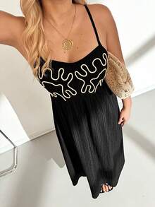 Auralis 大码女式夏季连衣裙、长裙、夏季吊带裙、黑色度假连衣裙、女士夏季服装、女士吊带裙、夏威夷风情女装 - 黑色 - 查看 1