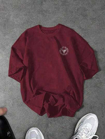 Sport MetroGents Men's Letter Print Loose Fit Short Sleeve Sports T-Shirt