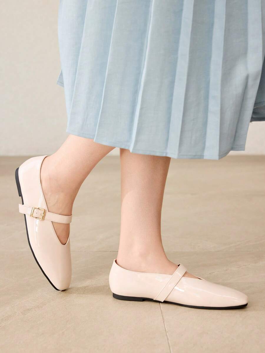 MOTF PREMIUM Giày bệt Mary Jane mũi vuông thoải mái, đa năng dành cho nữ, thích hợp đi làm hàng ngày, dịp lễ năm mới, mùa xuân, lễ Phục sinh và Giáng sinh. - Màu Hồng baby - Xem 1