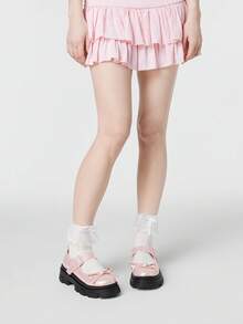 ROMWE Kawaii 女士坡跟厚底鞋 Diablo 摇滚朋克哥特风单扣玛丽珍小皮鞋 闭扣蝴蝶结甜美日式 JK 制服鞋 - 粉色亮皮 - 查看 6