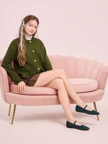 CUCCOO DOLLMOD Sepatu Flat Wanita Kasual Serbaguna untuk Perjalanan Sehari-hari, Cocok untuk Natal dan Musim Semi. - Hijau. - View 6