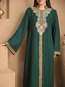 DAZY Women's Vacation Long Dress, Elegant Robe - Green - View 4