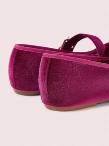 CUCCOO DOLLMOD Women's Shoes Fuchsia Velvet Round Toe Flats - Hot Pink - View 10
