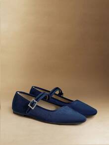 Rosivie 女士搭扣设计休闲平底乐福鞋 - 藏蓝色 - 查看 4