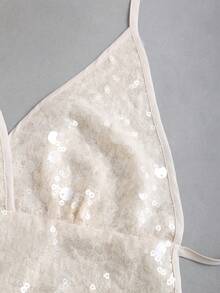 Sweetra Áo hai dây kiểu Bohemian hở lưng, cổ yếm, đính hạt cườm dành cho nữ, thích hợp cho kỳ nghỉ biển. - trắng - Xem 6