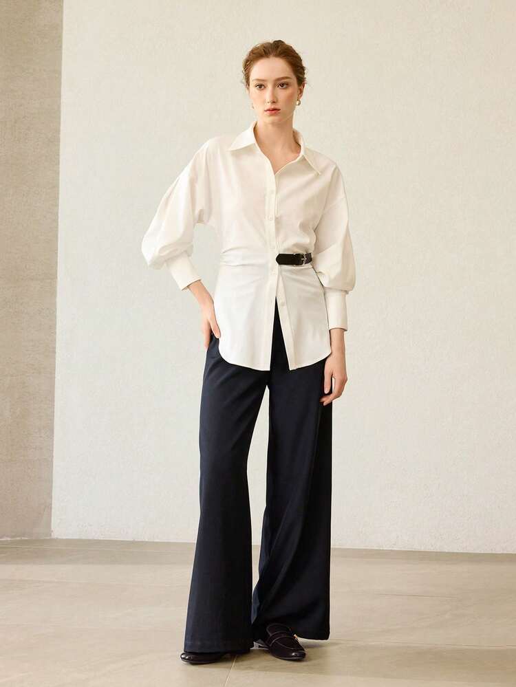 WOMEN PU LEATHER METAL DETAIL FLATS