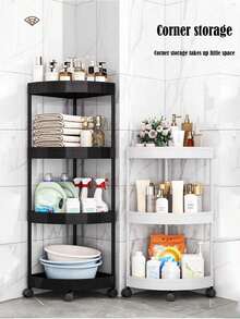 3/4/5 Tier Corner Shelf, Waterproof Rust-Proof Plastic Vertical Rack For Clothes, Shoes, Storage, Suitable For Kitchen, Living Room, Bathroom, Available In White/Black, Ideal Home Storage Solution Bathroom - Multicolor - View 2
