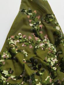 Bluhae Women's Halter Neck Ruched Floral Sequin Dress - Green - View 6